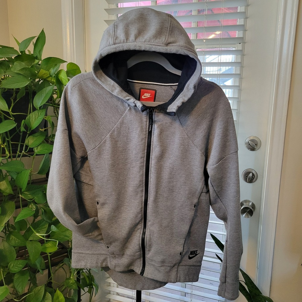 Nike Tech Fleece Full Zip Hoodie Gray Black Raglan Thumbholes Womens S
